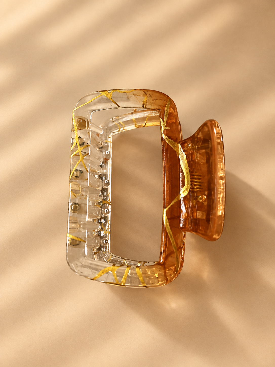 Transparent Gold-Accent Hair Claw Clip