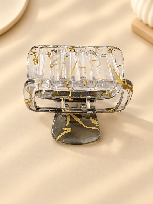 Clear & Smoky Gold-Accent Hair Claw Clip