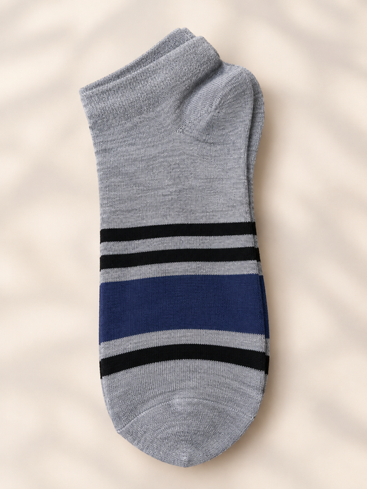 Men’s Blue & Grey Striped Ankle Socks