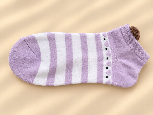 Women’s Lavender Striped Ankle Socks
