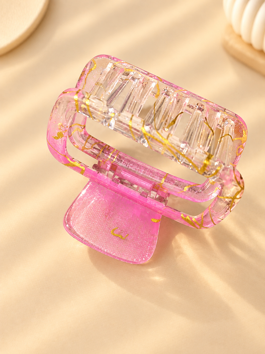 Pink & Gold-Accent Hair Claw Clip