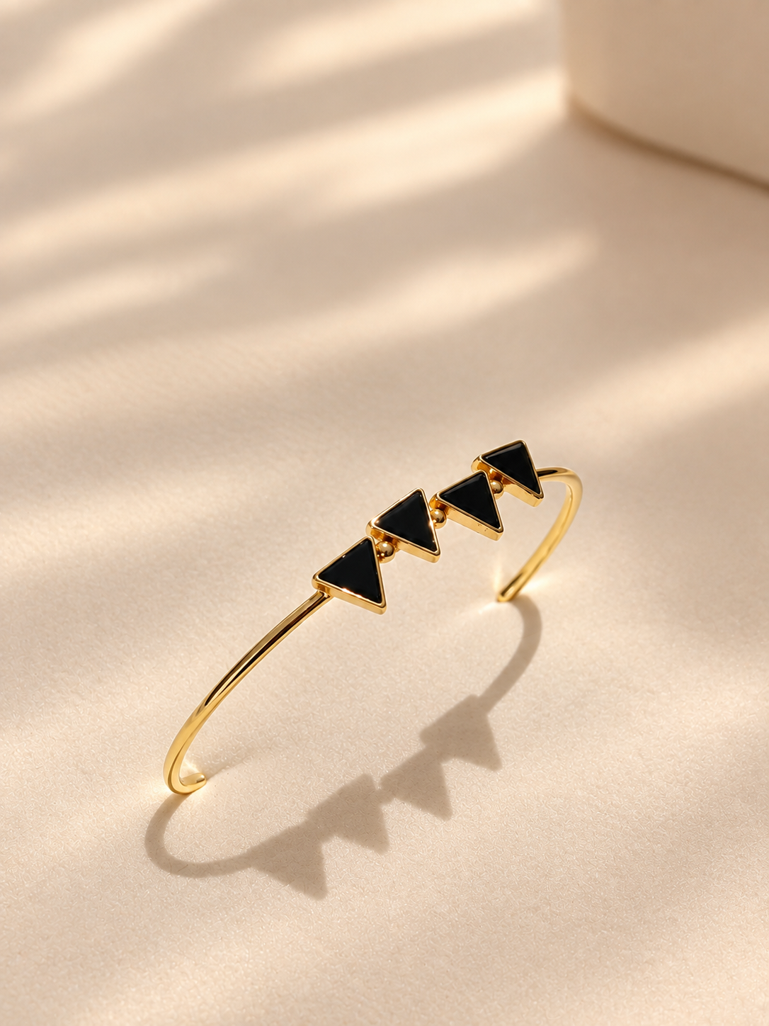 Black Triangle Gold Cuff Bracelet
