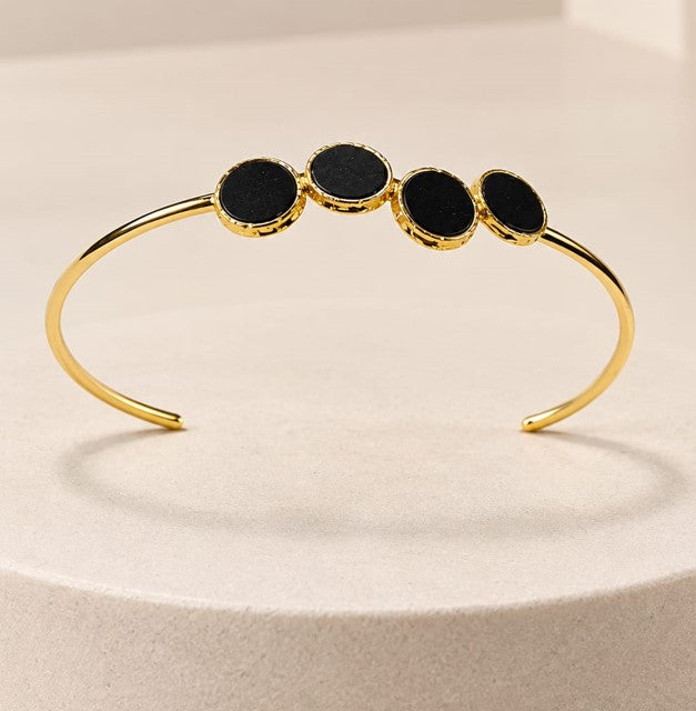 Golden Stone Silver Cuff Bracelet