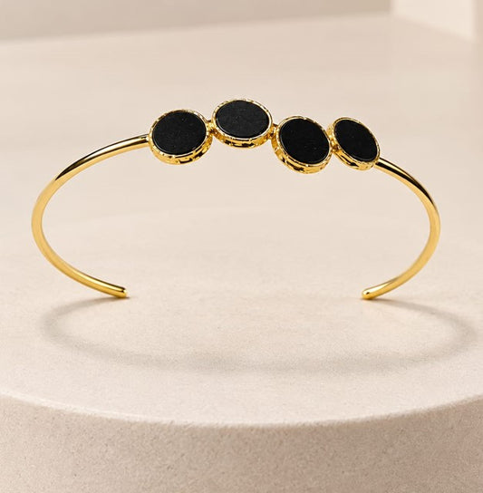 Golden Stone Silver Cuff Bracelet
