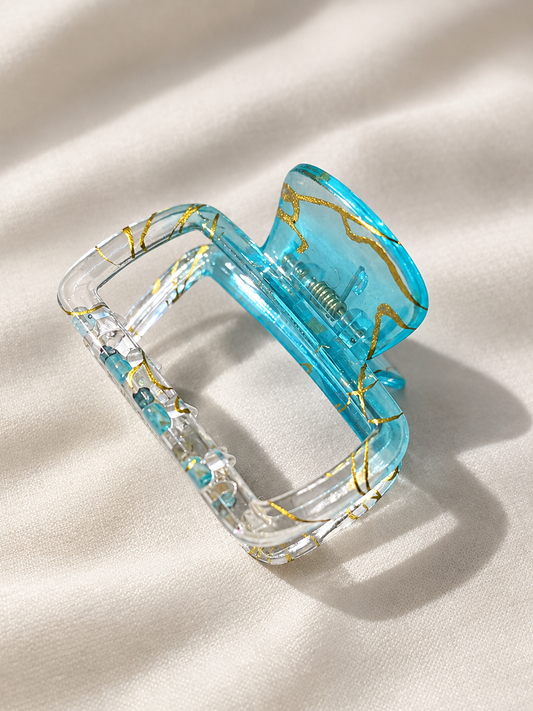 Turquoise Gold-Accent Hair Claw Clip